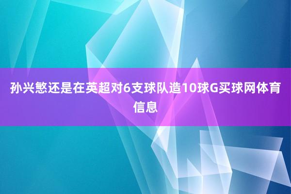 孙兴慜还是在英超对6支球队造10球G买球网体育信息