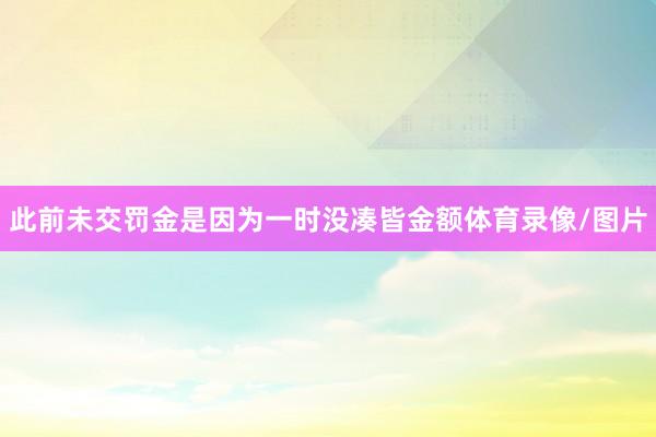 此前未交罚金是因为一时没凑皆金额体育录像/图片